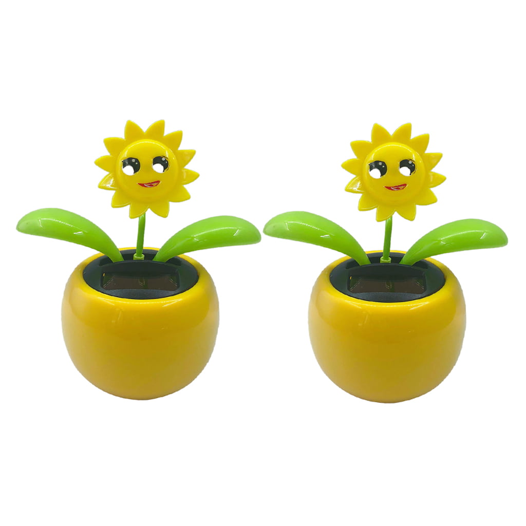 4pcs Solar Dancing Flower Bobble Plant Toy Swinging Dancing Flowerpot Props 