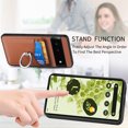thumbnail image 4 of Carbon Fiber Patterned Case for Google Pixel 6, Wallet case with [360°Rotation Ring Kickstand] Credit Card Holder,PU Leather Shockproof Cover Women Men for Google Pixel 6, Brown, 4 of 8