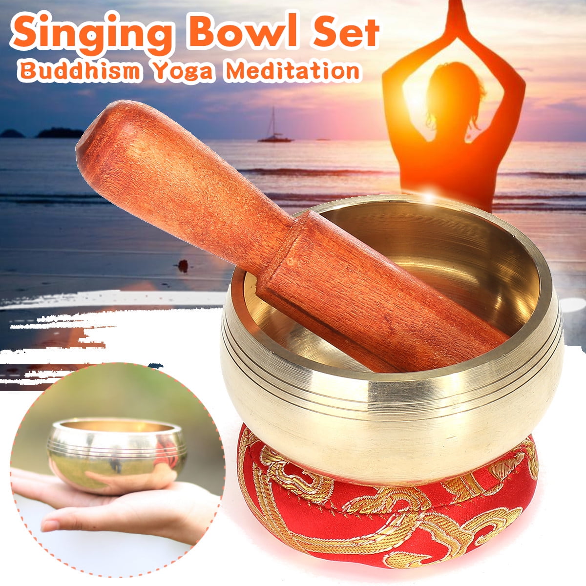 3Pcs/Set Tibetan Himalayan Bowl Energy Buddhism Singing Bowl Set For