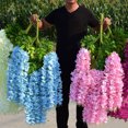thumbnail image 2 of Guirnalda de flores artificiales de glicina para colgar en la pared, para interiores y exteriores, ideal para bodas, fiestas, festivales y decoración floral simulada., 2 of 8