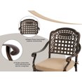 thumbnail image 3 of Haverchair 5 Piece Cast Aluminum Patio Dining Set Outdoor Furniture Set Patio Garden Set with 4 Mesh Ding Chairs, 4 Khaki Cushions and 35.4" Square Patio Table 2.2" Umbrella Hole, Antique Bronze, 3 of 8
