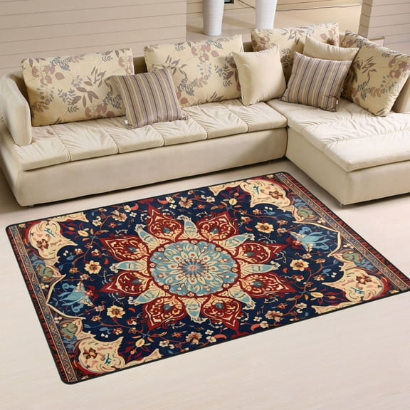 Pattern Mandala Retro Area Rug Washable Floor Carpet Mat 60 x 39 inch for Bedroom Living Room Kids Room Home Decor