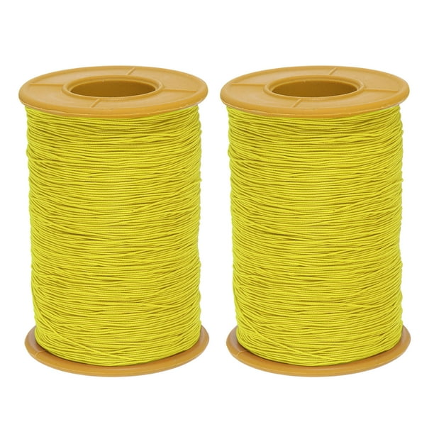 Hilo elástico Uxcell de 2 piezas 547 Yardas 0.5mm Grosor Hilo de látex para coser a mano, recogiendo, Amarillo