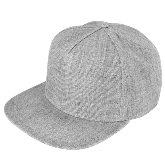 DALIX Premium 5 Panel Wool Blend Hat Flat Bill Cap Snapback (Light Gray)