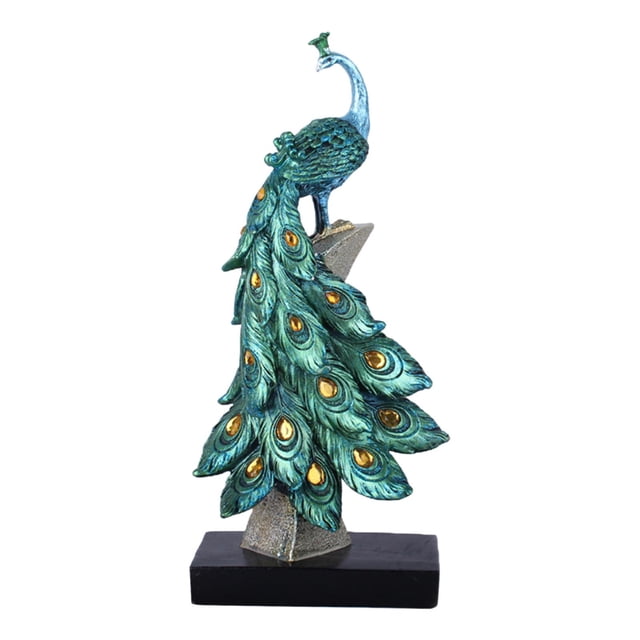 Estatua decorativa de pavo real, escultura decorativa de pavo real para gabinete Azul S