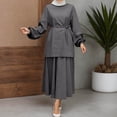 thumbnail image 2 of Elegant Women'S Two Piece Outfit Long Sleeve Tunic And Midi Skirt Set For Daily Wear, 2 of 7