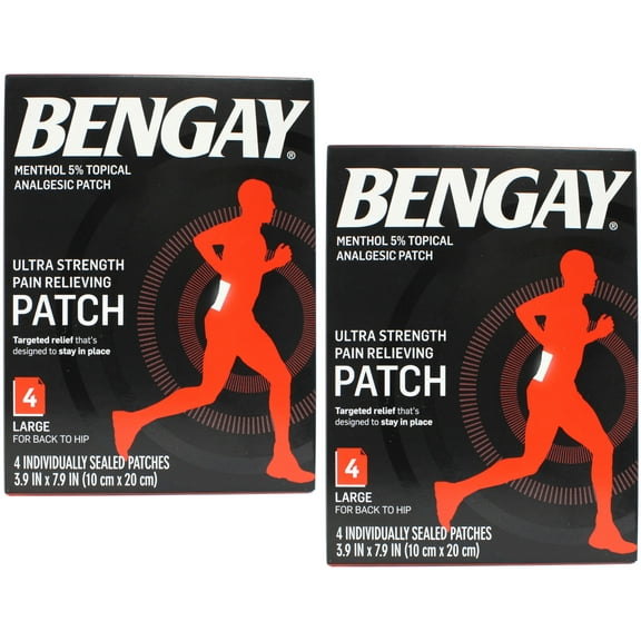 2 Pack - Bengay Ultra Strength, Pain Relieving Patch, Large Size, 4 Count Each