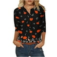 thumbnail image 1 of CEHVOM Blouse Ample pour Femme à Manches Trois Quarts, Col en V Rétro, Imprimée de Pâques, 1 of 6
