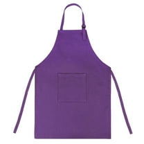 (Price/2 PCS) Opromo Colorful Cotton Canvas Kids Aprons with Pocket, Artist Apron & Chef Apron (S-XXL)-Purple-M