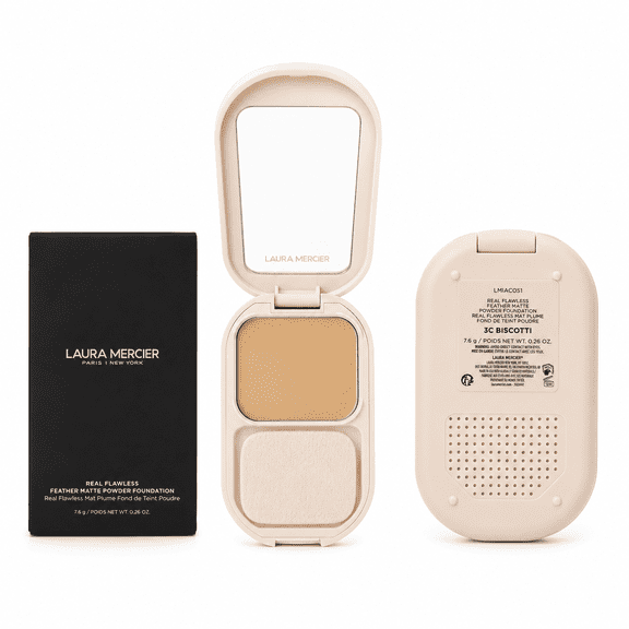 Laura Mercier Real Flawless Feather Matte Powder Foundation – 3C Biscotti – 0.26 oz / 7.6 g