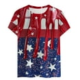 thumbnail image 4 of Memorial Day T Shirts for Women Red White and Blue T Shirts Women 4th of July Shirts Red White and Blue Tops Memorial Day Tee Women's New Casual Fashion Printed T-Shirt Crewneck Short-Sleeved Top, 4 of 4