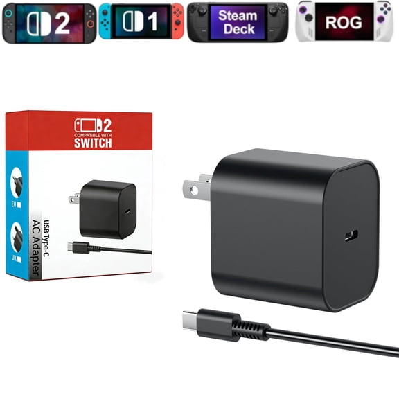 Switch 2 Charger 60w AC Power Adapter for Nintendo 2/1 with 6FT/1.8M Official Length, Support 4K TV Dock, PD 3.0 Fast Charging Supply 20V/3A for Switch Chargers [Replacement for OEM Switch2 Charger]