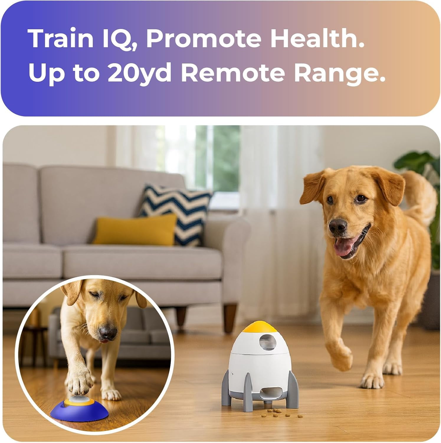 Interactive Dog Puzzle Feeder Toy – Automatic Treat Dispenser with Remote Button, IQ Training & Slow Feeding, Indoor/Outdoor Play for All Breeds