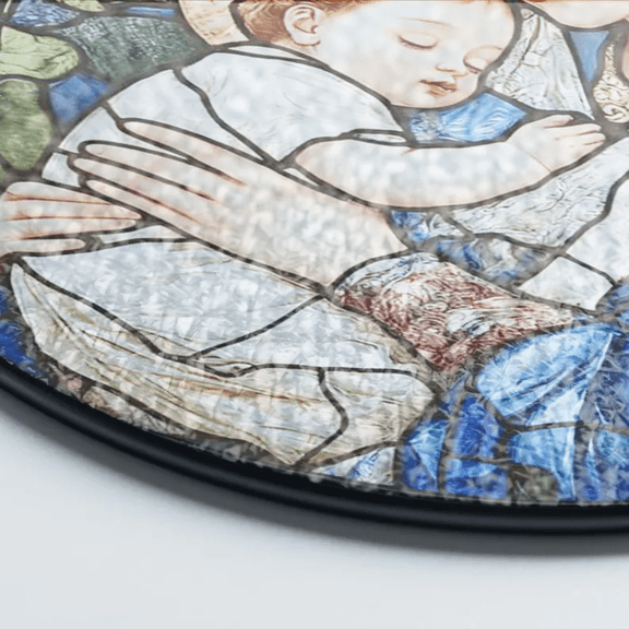 Stained Glass Virgin Mary and Baby Jesus Window Hanging, Catholic Suncatcher