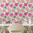 thumbnail image 2 of Ambesonne Floral Peel & Stick Wallpaper for Home, Camellias and Peonies Art, 13"x36", Pink White and Green, 2 of 5