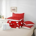 thumbnail image 4 of Erosebridal Chic Polka Dot Bedding Sets Queen Size, Geometric Comforter Sets with Sheets, Red White, Reversible 7 Pieces, 4 of 5