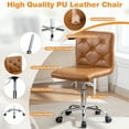 thumbnail image 2 of VECELO Armless Office Desk Chair, Height Adjustable PU Leather Swivel Task Chairs, Brown, 2 of 10