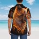 thumbnail image 4 of Fotbe Gold Flame Pattern Wolf Camisa Hawaiana para Hombre Unisex – Camisa Casual de Verano con Botones de Manga Corta de Algodón y Lino,Medium, 4 of 7