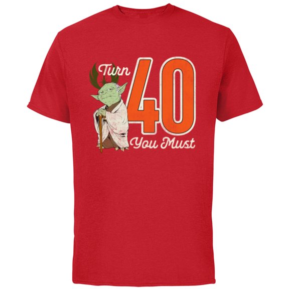 Star Wars Yoda 40th Birthday - Short Sleeve Cotton T-Shirt for Adults - Customized-Red