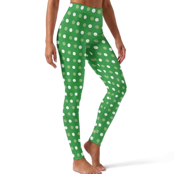 SEANATIVE Buttery Soft Leggings for Women Polka Dot Green, XS