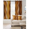 thumbnail image 2 of Abstract Burnt Orange Moire Blackout Curtains 72 Inches Length, Gradient Coastal Ocean Geometric Window Treatment Thermal Insulated Drapes for Bedroom Living Room 2 Panels 104x72 Inches, 2 of 8