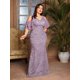 thumbnail image 5 of Mgiacy plus sizeV-neck romantic three-dimensional lace patchwork chiffon multi-layer off-the-shoulder sleeve fishtail slim dress, 5 of 5