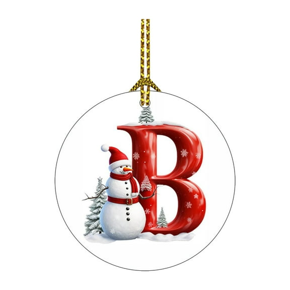 Moocorvic 26 Initial Letter Snowman Hanging Ornaments, Christmas Decorations Winter Keepsake Ornaments Gifts for Women, Friends & Family Holiday Party(B)