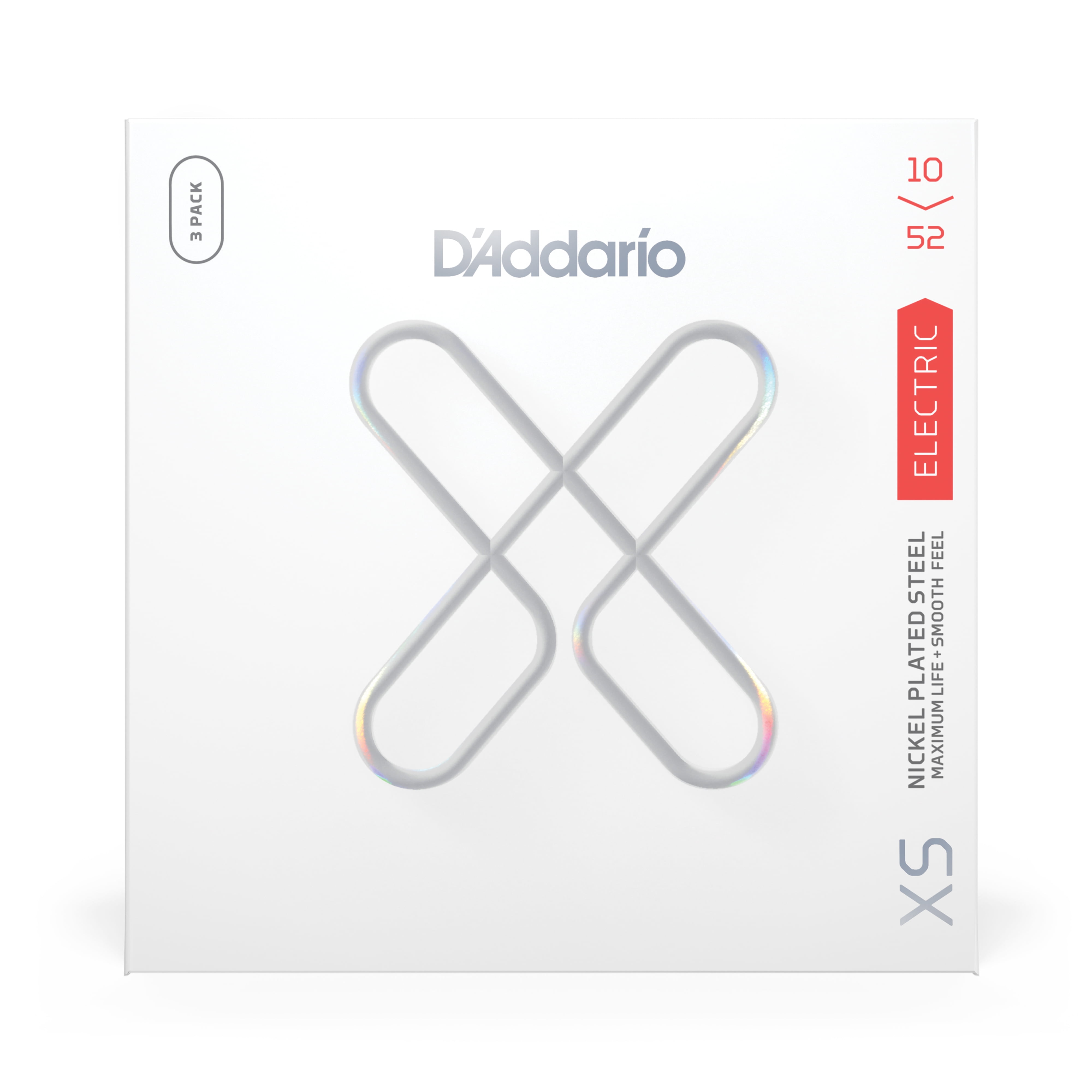 D'Addario XS Nickel Coated Electric Guitar Strings - 3-Pack - 10 - 52