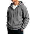 thumbnail image 2 of Men's Oversized Zip Up Hoodie Fleece Sweatshirts with Pockets Fall Clothes Outfits Long Sleeve Winter Jackets Relaxed Fit Coat M, 2 of 6