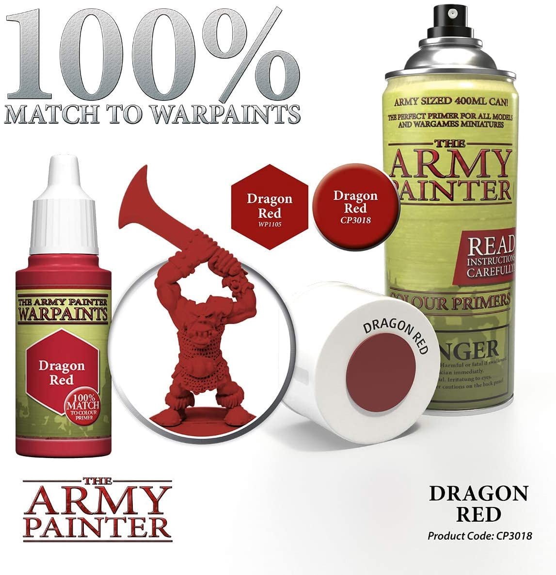 The Army Painter Color Primer Spray Paint, Dragon Red, 400ml, 13.5oz - Acrylic Spray Undercoat for Miniature Painting - Spray Primer for Plastic Miniatures