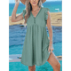 thumbnail image 5 of Vestido Tipo Cárdigan de Corta con Cuello en V y Ribete de Encaje, Verde, Talla L, 5 of 7