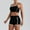 Black, variant on AEXTO Two-Piece Set Women's Solid Sports Bra & High Waist Shorts Set, Sporty Casual Breathable Outfits for Yoga Gym Workout Running, Ladies Sportswear for All Seasons Women's Yoga Set