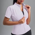 thumbnail image 4 of GUACER Short Sleeve Zip-Up Yoga Jacket for Women High Neck Athletic Top Slim Fit for Gym & Pilates, 4 of 5