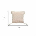 thumbnail image 3 of 17" X 17" Beige And White Interlocking Zippered Polyester Throw Pillow With Tassels, 3 of 6
