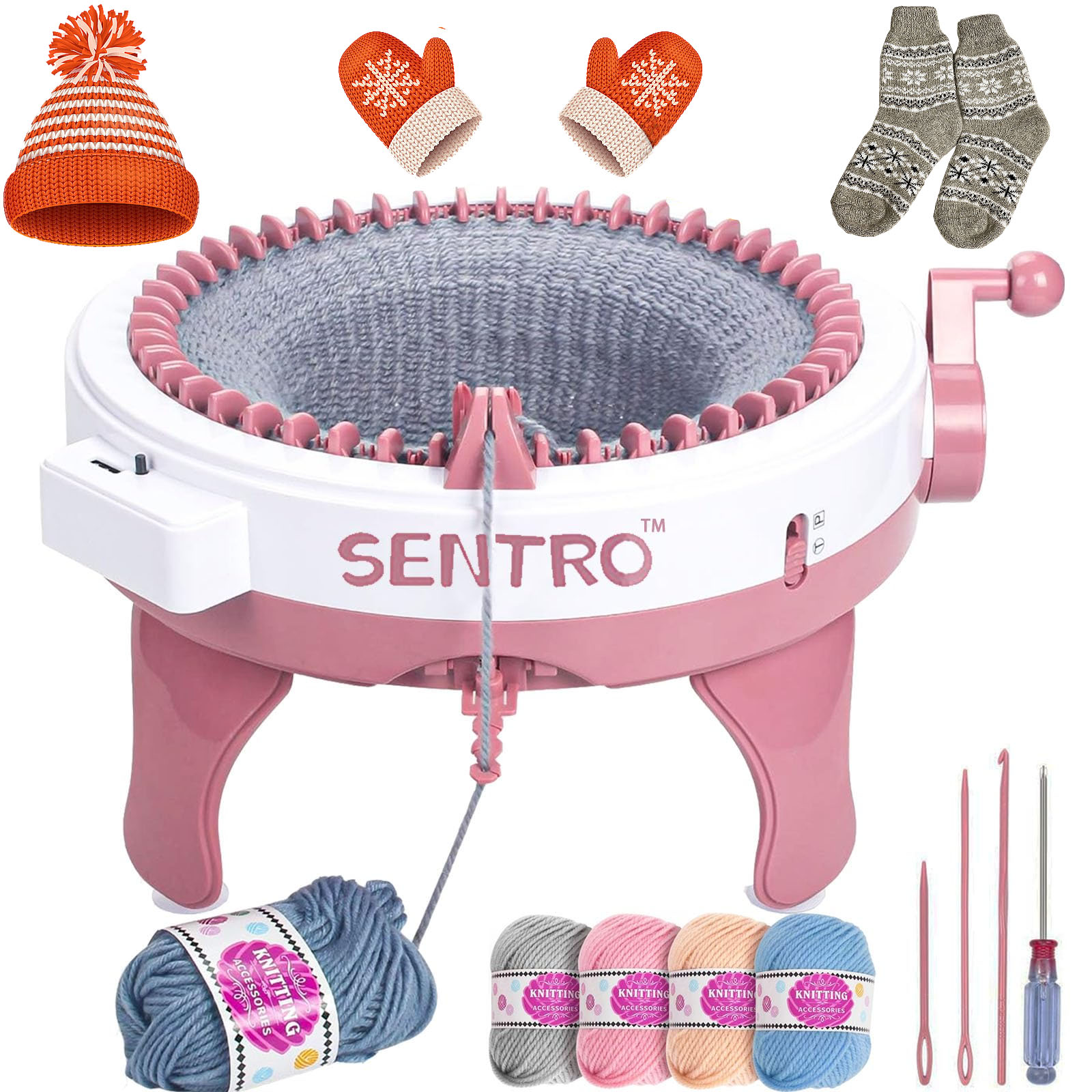 SENTRO Knitting Machine,  48 Needles and Smart Weaving Loom DIY Knit Loom Machine Kit  Smart Crochet Loom for Beginners and Adults