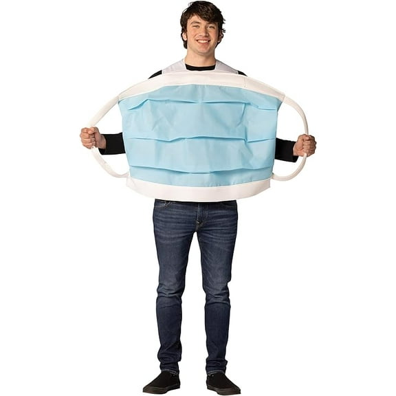 Disposable Face Mask Halloween Costume, Men and Women, Blue, Adult One Size, R1509-OS