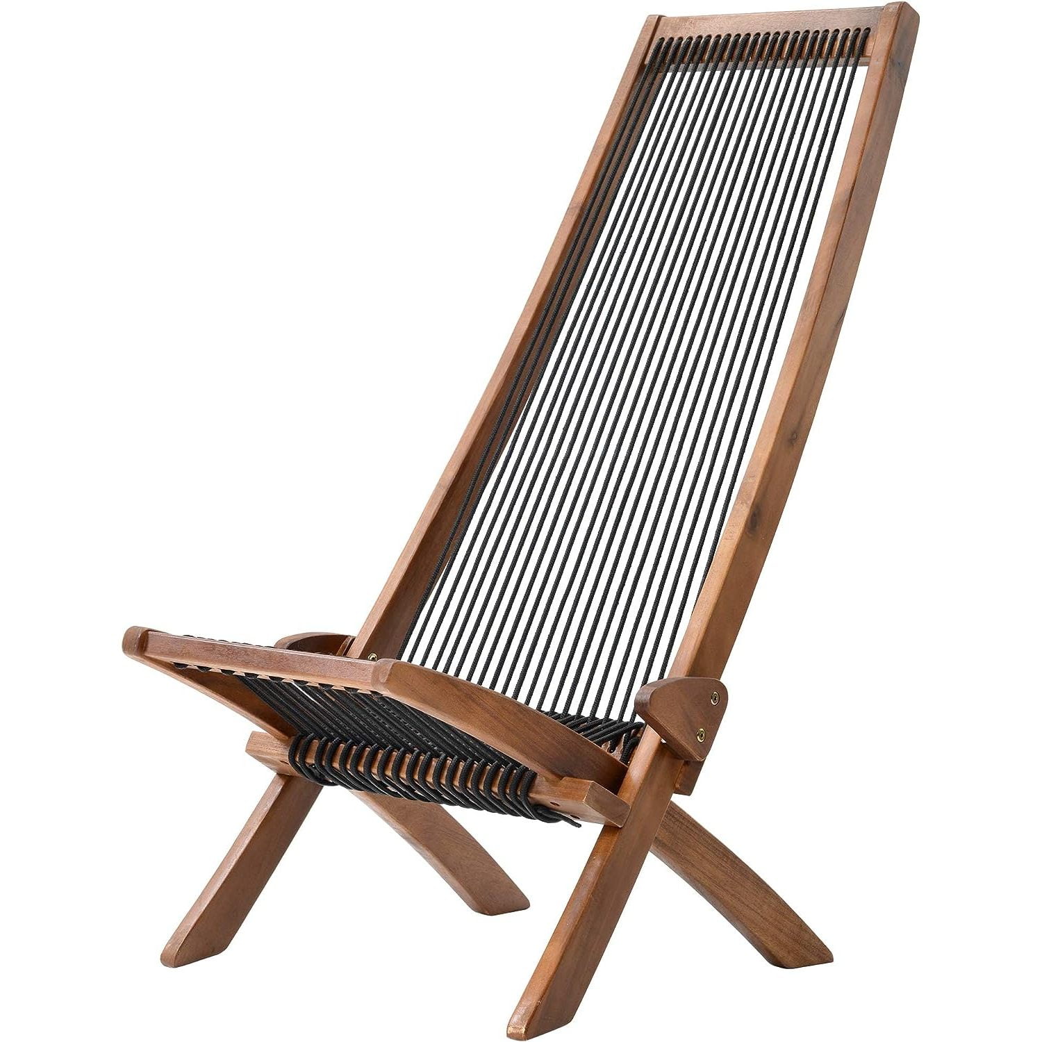 QUIETTCEX Outdoor Folding Chair, Low Profile Patio Lounge Chair with Ergonomic Seat and Tall