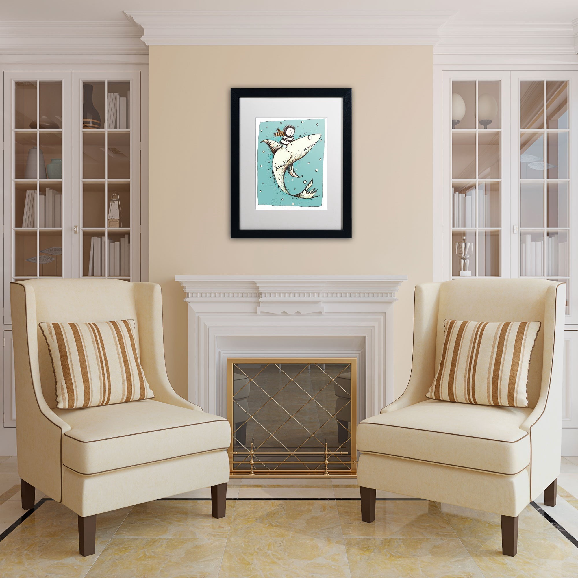 Carla Martell 'Fish Boy' Matted Framed Art