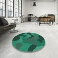 thumbnail image 4 of Ahgly Company Machine Washable Indoor Round Transitional Deep Teal Green Area Rugs, 5' Round, 4 of 7