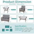 thumbnail image 6 of MEETWARM 5 Pieces Outdoor Wicker Patio Conversation Sets with Glider Loveseat, 2 Chairs with 2 Glass-Top Coffee Table Wicker Rocking Glider Set, Wicker Conversation Set w/Thickened Cushions, Gray, 6 of 9