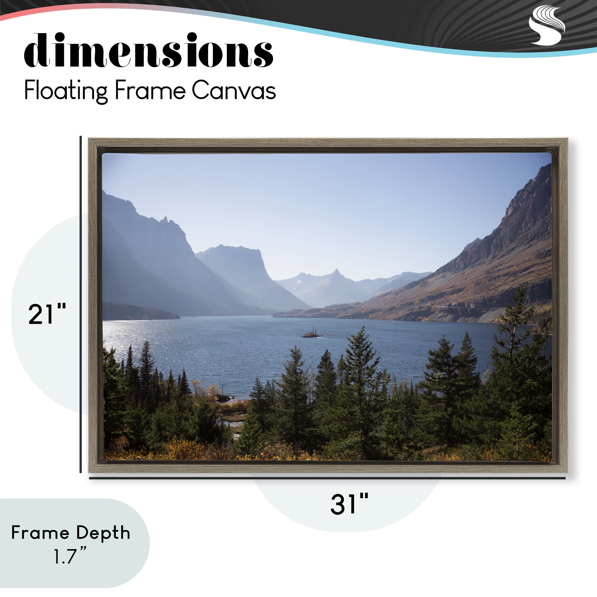 Stupell Industries Cliffs Overlooking Lake Brown Framed Floater Canvas Wall Art, design by Carol Robinson
