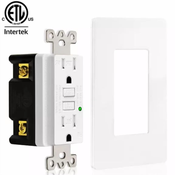 Gfi Outlet 15 Amp Gfci Receptacle Tamper Weather Resistant Led Indicator W/Plate
