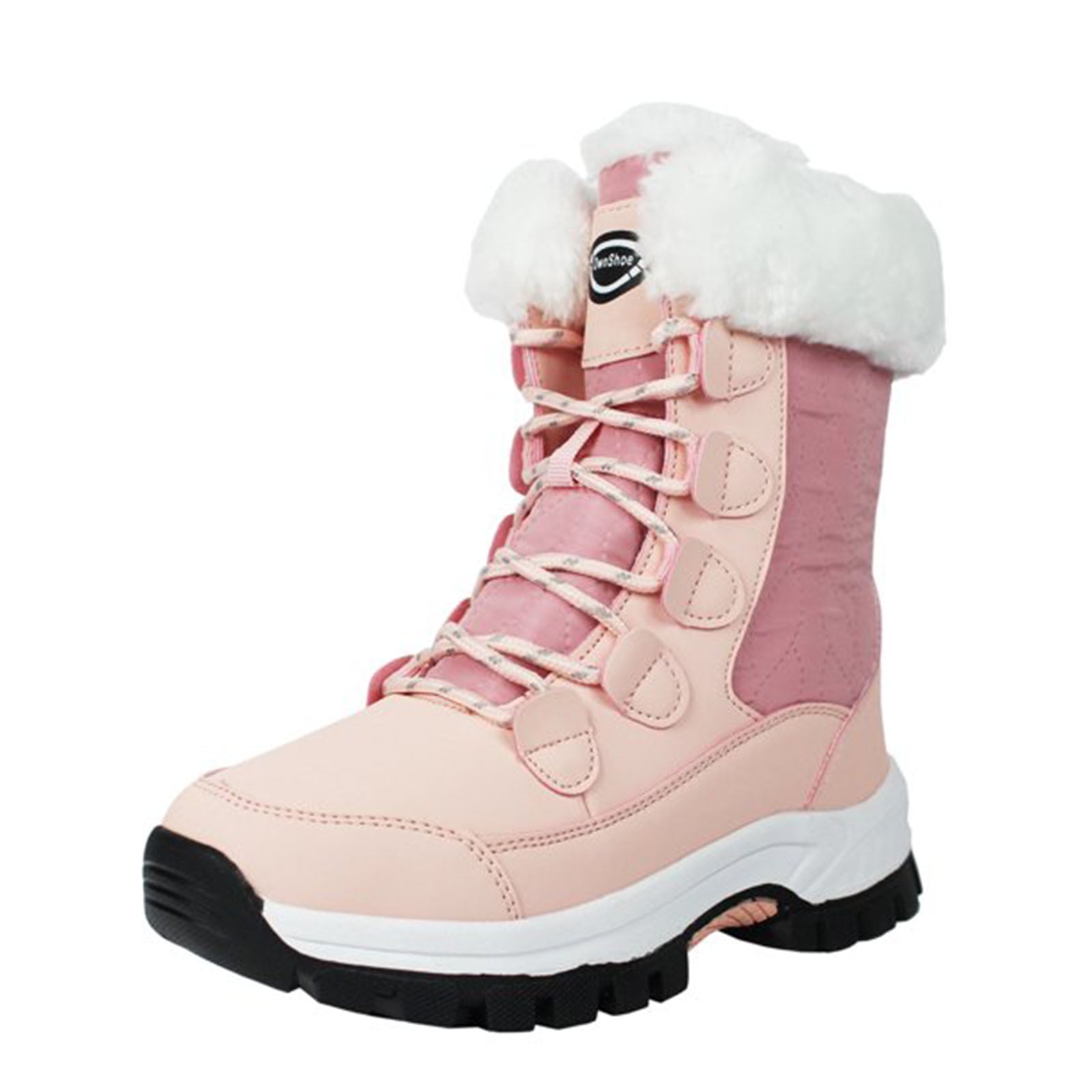Kids Snow Boots Boys Girls Walking Hiking Cosy Winter Fur Lined Warm Shoes Cold Weather Outdoor Non-Slip High Top Boot Waterproof 