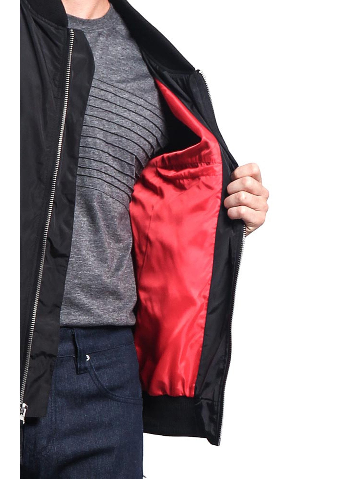 Victorious Men's Lightweight Contrast Bomber Flight Jacket, Up to