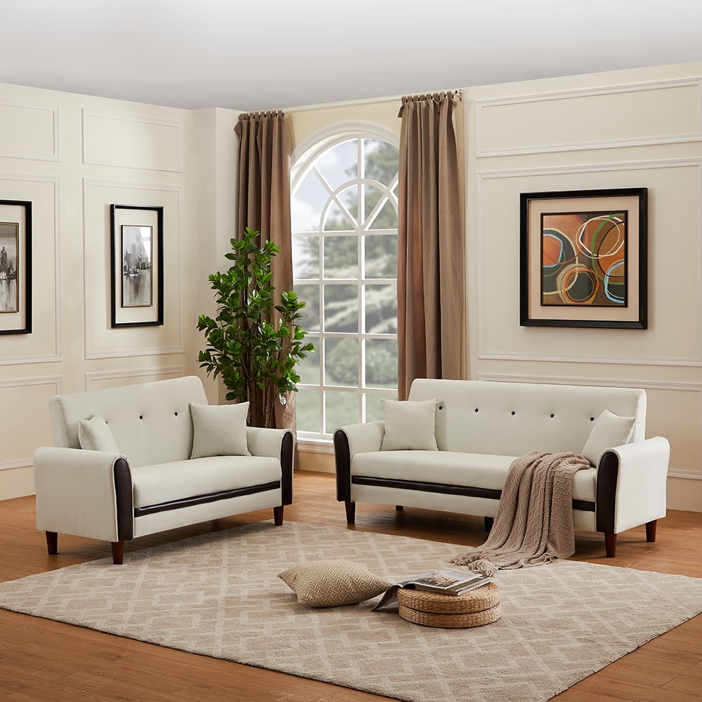 Kepooman Modern 2 Piece Sofa and Loveseat Set for Small Space Living Room Bedroom Office, Beige Kepooman Modern 2 Piece Sofa and Loveseat Set for Small Space Living Room Bedroom Office, Beige
