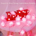 thumbnail image 2 of JMEXSUSS Pink Rose Lights, 16.4ft 30 LED Battery Operated Flower String Lights for Mothers Day Gift, 8 Modes Pink Fairy Lights with Remote for Bedroom Wedding Decorations, 2 of 8