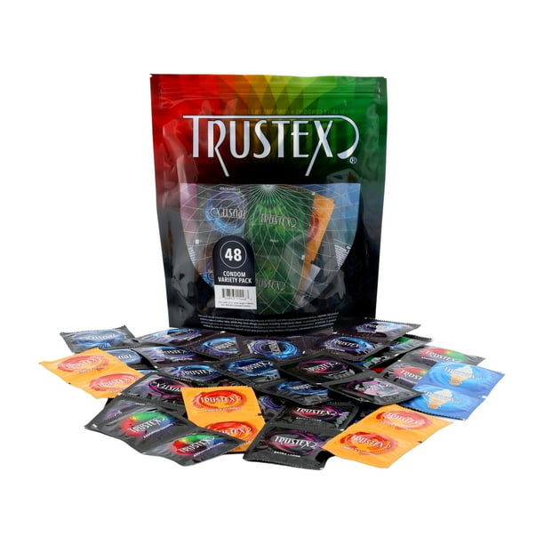 Trustex Assorted Condoms Variety Pack Studded and Ribbed, Flavored