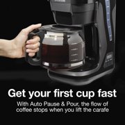 Proctor Silex Front Fill 12-Cup Programmable Drip Coffee Maker Machine with Glass Coffee Pot, Cafetera, Black