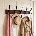 thumbnail image 6 of 2 Pack Wall Mounted Coat Rack with 5 Hooks, Heavy Duty Wooden Coat Hanger with Double Hooks, Nail-Free Easy Install Entryway Organizer for Coats, Hats, Bags and Umbrellas, 6 of 6