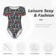 thumbnail image 4 of Balery Colorful Mushrooms Body de cuello redondo de manga corta para mujer Tops de manga corta Tops básicos-Small, 4 of 7